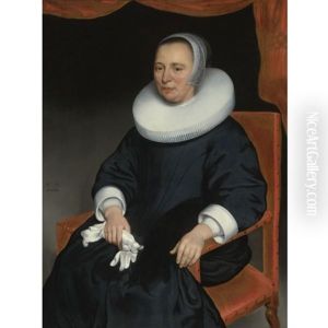 Portrait Of Lady, Seated, Wearing A Black Dress With A White Ruff by Nicolaes Maes