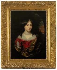 Portrait Einer Jungen Frau In Prachtvollem Gewand Mit Perlenkette Und Perl-pendeloque by Nicolaes Maes