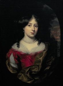 Portrait Einer Jungen Frau In Prachtvollem Gewand Mit Perlenkette Und Perl-pendeloque