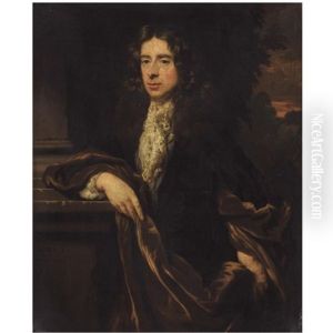 Portrait Of A Gentleman, Three-quarter Length, With A Hand On His Hip And The Other Resting On A Pedestal