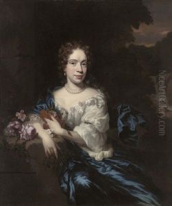 Portrait Of A Lady In Blue Classical Dress by Nicolaes Maes