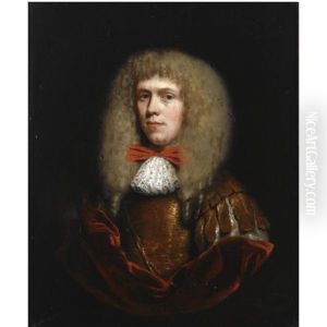 A Portrait Of A Gentleman, Wearing A Brown Coat, With A White Scarf, In A Painted Oval