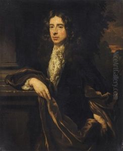 Portrait Of A Gentleman With A Hand On His Hip And The Other Resting On A Pedestal