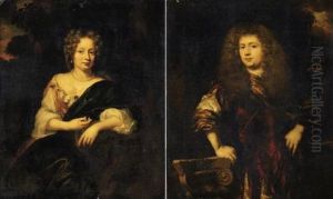 Portrait Of A Lady, Facing Front (+ Portrait Of A Gentleman, Facing Front; Pair) by Nicolaes Maes