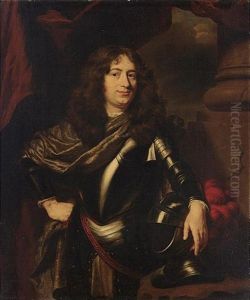 A Portrait Of Joan Hieronymus Hoeufft Wearing Armour, In A Park Setting