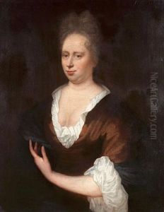 Portrait Of A Lady, Half-length, In A Brown Dress With A Blue Wrap