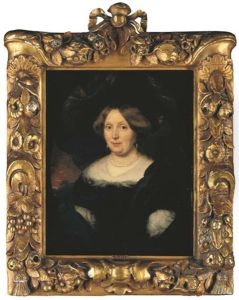 Portrait Of A Lady, Half-length, In A Black Dress, A Landscape Beyond by Nicolaes Maes