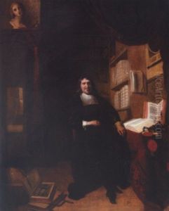 Portrait Of A Gentleman Sitting In His Study (the Scholar Nicolaes Heinsius?) by Nicolaes Maes