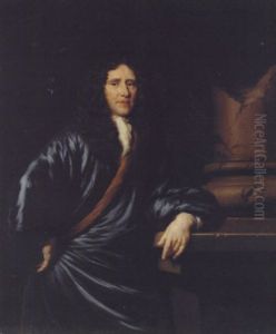 Portrait Of A Gentleman In A Dark Blue Wrap, Leaning Against A Ruined Pillar