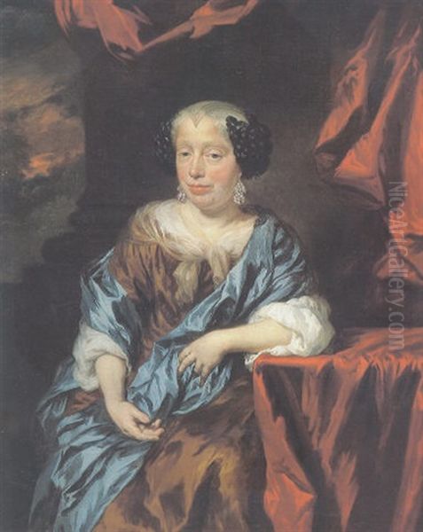 Bildnis Einer Dame Mit Kunstvoll Gearbeiteten Haube Und Diamanten-ohrgehange - view 1