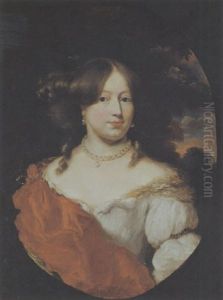 Bildnis Einer Dame In Einer Parklandschaft by Nicolaes Maes