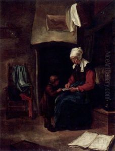 Die Lehrstunde - Grosmutter Mit Ihrem Enkel Bei Der Lekture