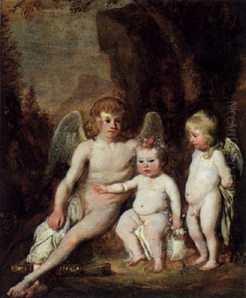 Bildnis Von Drei Kindern Als Amoretten Und Flora In Einer Waldlandschaft - view 1