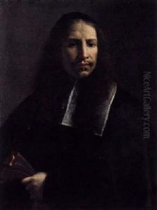 Portrait Of A Man Wearing A Black Suit And Cap With White Collar, Holding Gloves
