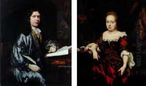 Portrait Of A Gentleman Wearing A Blue Robe, Seated At A Writing Table, A Quill In His Hand