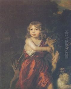 Portrait Of A Boy With A Deer And A Dog by Nicolaes Maes
