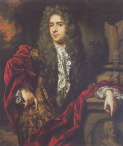 Portrait Of A Gentleman Wearing A Green And Gold Coat, With A Red Cloak