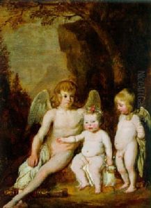 Darstellung Dreier Kinder Als Amoretten Darstellung Dreier Kinder Als Amoretten