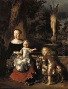 Bildnis Einer Jungen Frau Mit Zwei Kindern by Nicolaes Maes