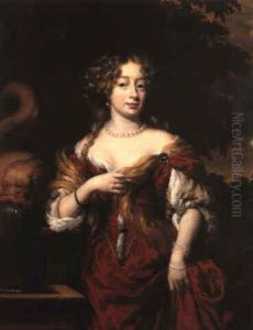 Portrait Of A Lady By A Fountain In A Landscape