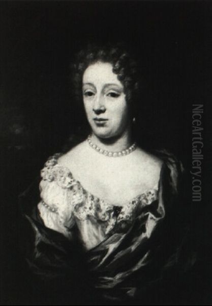 Portrait Of A Lady Wearing Pearls And A Blue Mantle - view 1