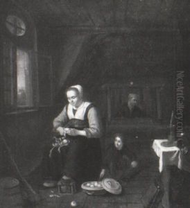 Domestic Interior With Figures by Nicolaes Maes