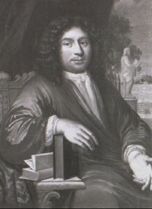 Portrait Of A Gentleman In A Brown Coat Resting His Hand On A Book