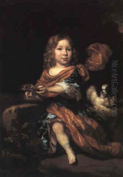 Portrait Of A Young Boy With A Spaniel - view 1
