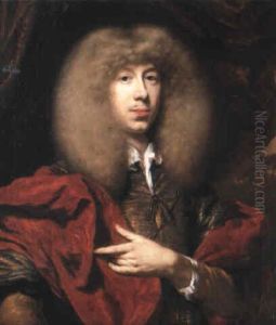 Portrait Of A Gentleman In Embroidered Purple Jacket And Red Cloak Portrait Of A Gentleman In Embroidered Purple Jacket And Red Cloak