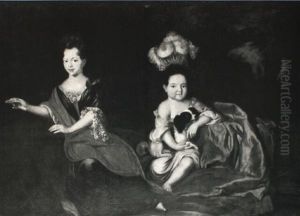 Portrait Of Two Young Children In A Park by Nicolaes Maes