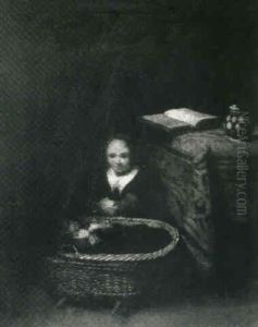 A Girl Rocking A Craddle by Nicolaes Maes