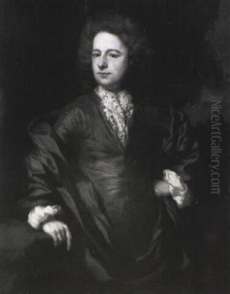 Portrait Of A Gentleman, Bust Length, Wearing A Blue Coat And Brown Wrap - view 1