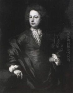 Portrait Of A Gentleman, Bust Length, Wearing A Blue Coat And Brown Wrap by Nicolaes Maes