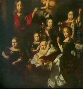 Portrait De Famille Autour D'un Jeune Enfant by Nicolaes Maes