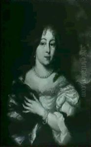 Portrait Of A Lady In A Black And White Dress, Said To Be Barbara Beerning, Daughter Of Willem Elsevier by Nicolaes Maes