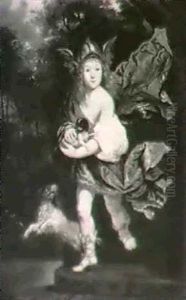 Portrait Of A Young Boy As A Mercury With Two Dogs In A Landscape Portrait Of A Young Boy As A Mercury With Two Dogs In A Landscape