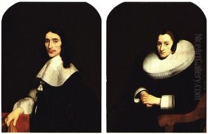 Portraits Of A Lady And A Gentleman, A Pair-(2) by Nicolaes Maes