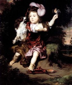 Portrait Of A Young Boy, Smallfull Length, With A King      Charles Spaniel And A Bird, In A Landscape.