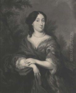 Portrait De Femme Vue De Trois Quarts Devant Un Paysage by Nicolaes Maes