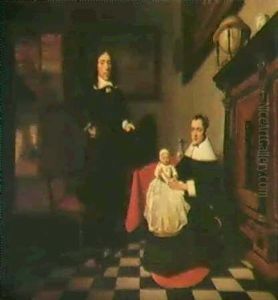 Portrait D'une Famille Hjollandaise Dans Un Interieur by Nicolaes Maes