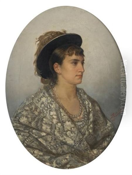 Jeune Femme Au Chapeau De Plumes - view 1