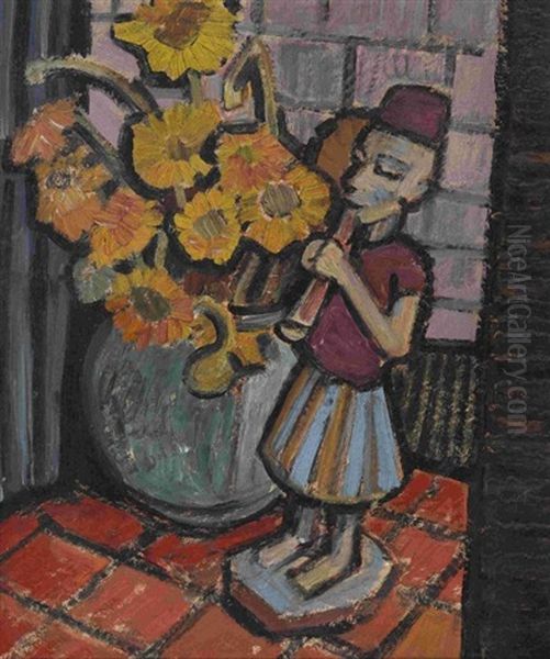 Blumenstillleben Mit Yoruba Figur - view 1