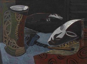 Stillleben Mit Becher, Neuguinea Maske Und Pfeife by Emil Maetzel
