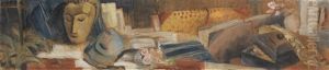 Studie Fur Wandbild I (stilleben Mit Buddha-masken Und Mappen) by Dorothea Maetzel-Johannsen
