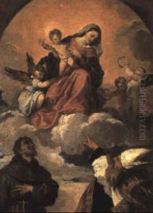 Madonna And Child In Glory With Sts. Francis And Aloysius And A Donor