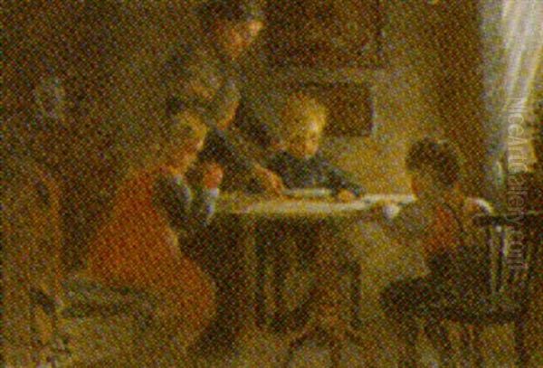 Interior Med Familie Ved Bordet - view 1