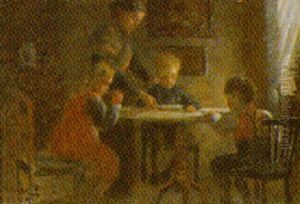 Interior Med Familie Ved Bordet