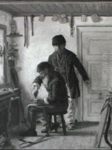 Interior Fra Et Sademagervaerksted by Valdemar Holger V. Rasmussen Magaard