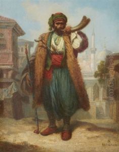 Turc A Constantinople, Turc Portant Ses Ballots (deux) by Antoine Magaud