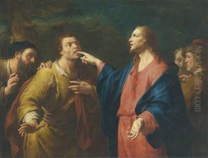 Christ Healing A Deaf And Dumb Man by Domenico Maggiotto
